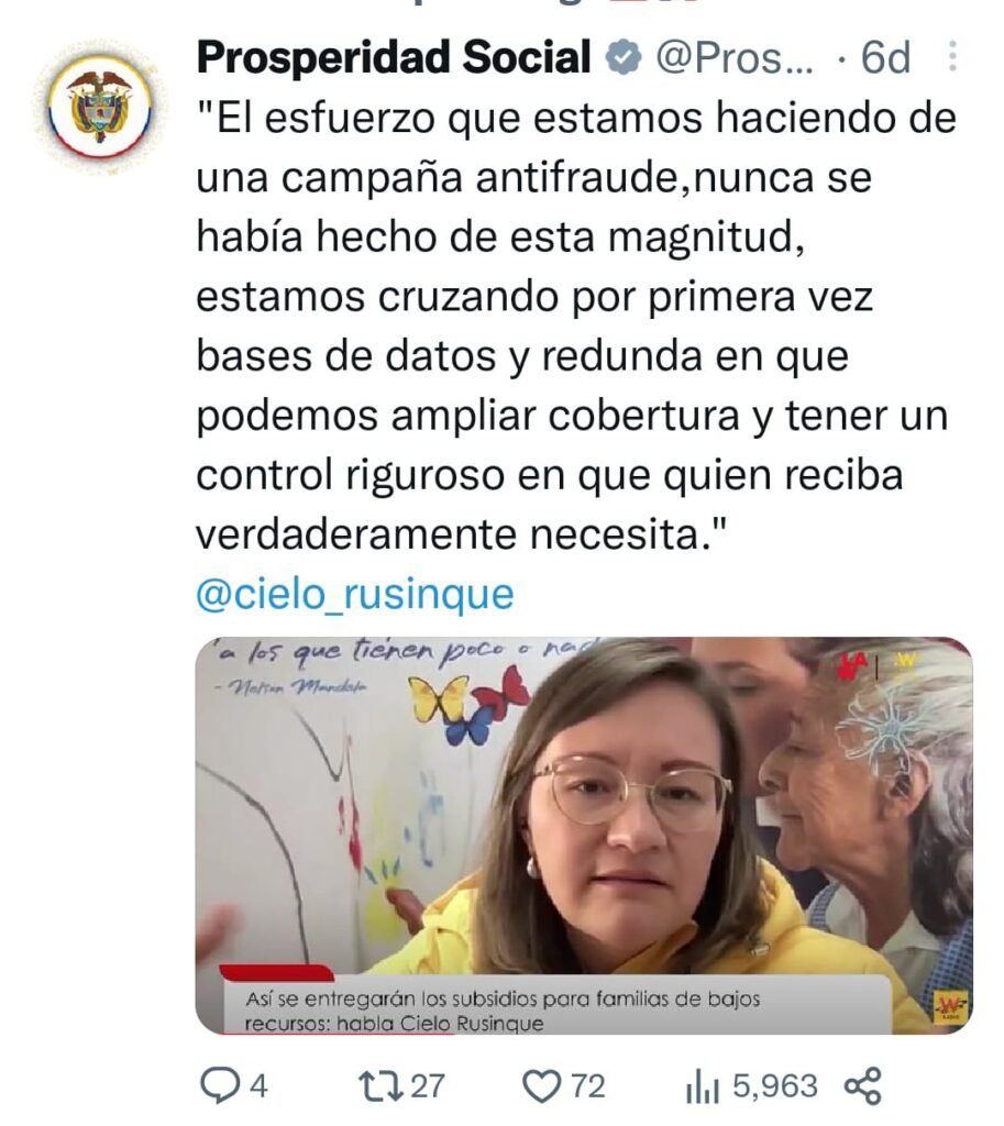 Evitaremos que los Colados o Personas con Recursos Ingresen a Renta Ciudadana