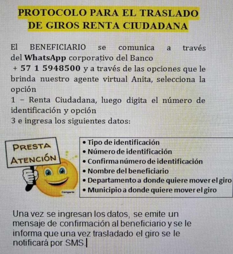 Traslado del Giro de Familias en Acción Fase IV