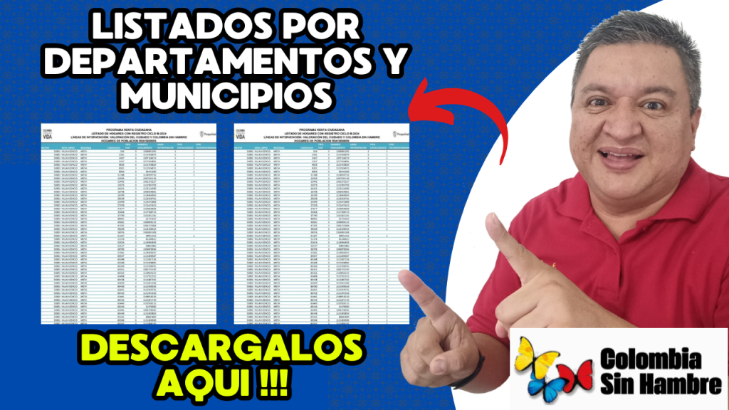 Listado por Departamentos y Municipios Hogares Registrados Colombia sin Hambre y Valoración del Cuidado