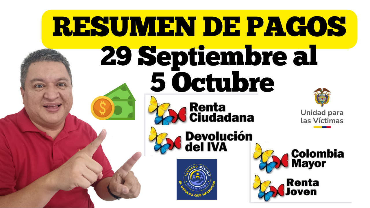 Resumen de Pagos y Novedades Programas Sociales semana 29 Septiembre a 5 Octubre 2025