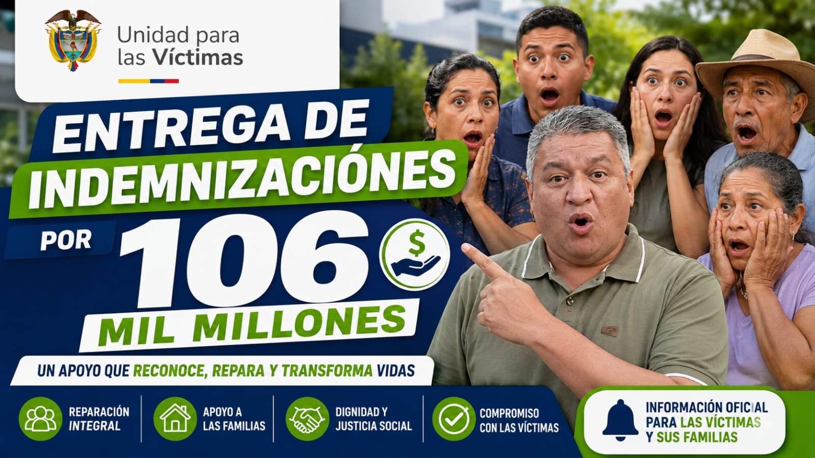 Unidad para las Víctimas entregó más de $106 millones en indemnizaciones a víctimas del conflicto en Bolívar 2026.