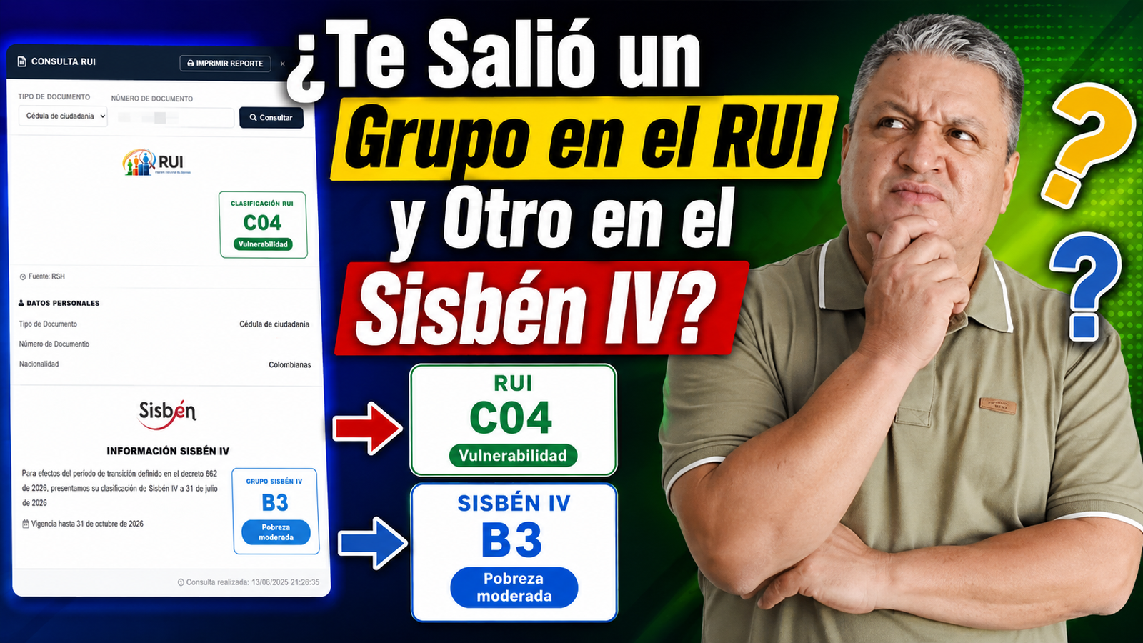 PUNTAJE RUI Y PUNTAJE SISBEN